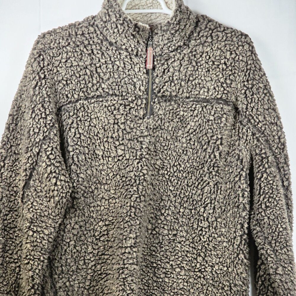 True Grit Pullover Men’s Medium Tan/Brown Sherpa Wooly Fleece 1/4 Zip‎ Pullover